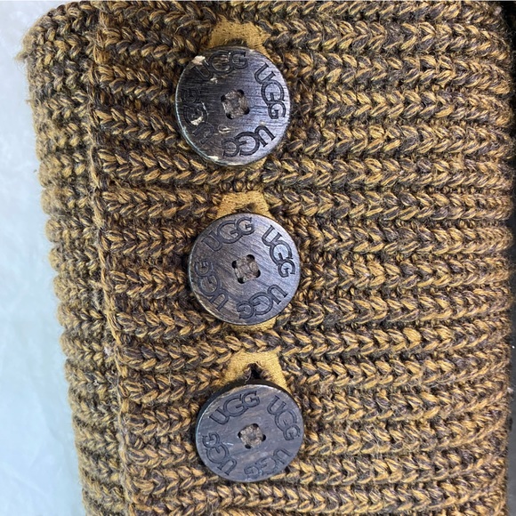 Ugg Sz 5 Classic Tall 3 Button Cardy Sweater Brown Boots sheepskin foldover - Picture 13 of 13